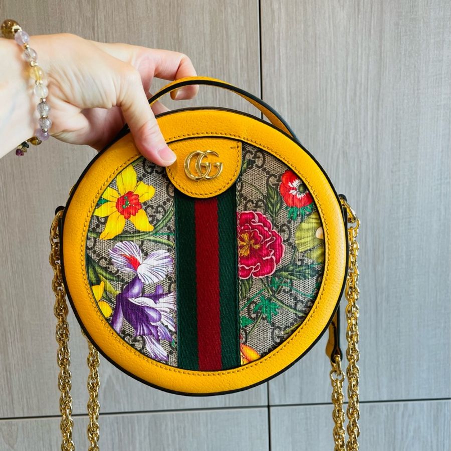二手正品/近全新Gucci Ophidia Flora系列/Gucci 花卉圓餅包~看圖看內文-18