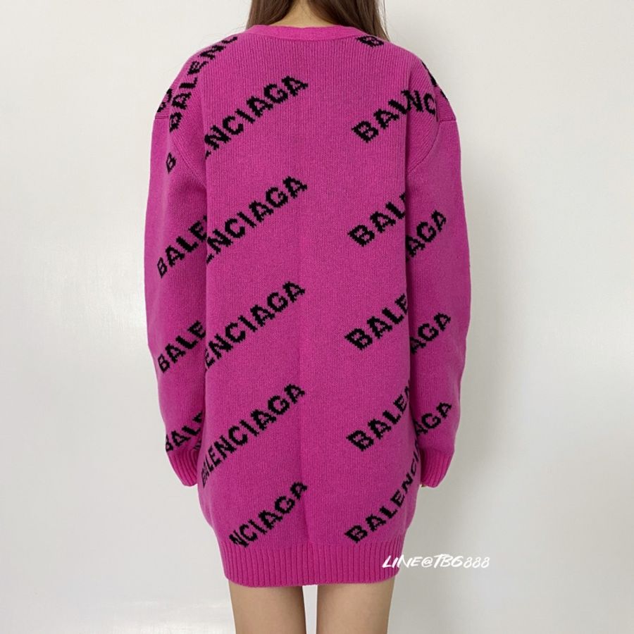 Balenciaga 滿版logo桃粉色針織外套-2