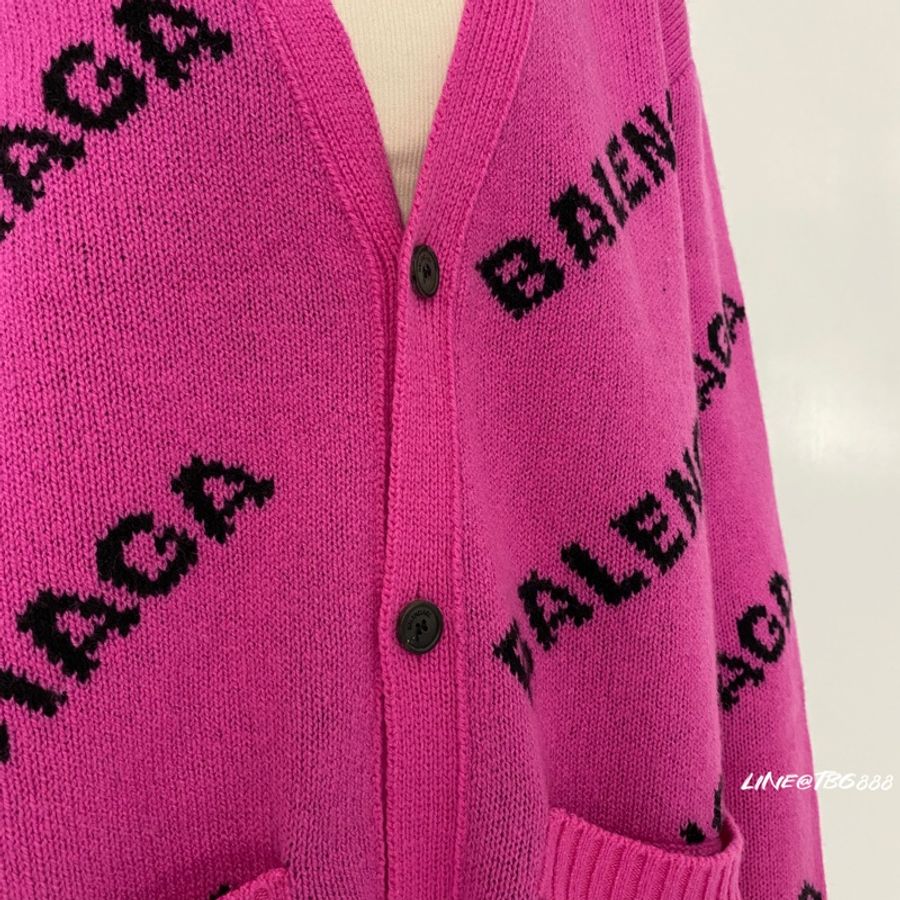 Balenciaga 滿版logo桃粉色針織外套-3