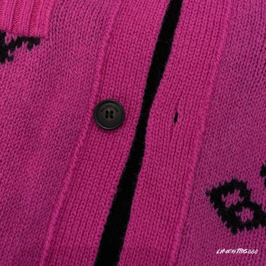 Balenciaga 滿版logo桃粉色針織外套-7