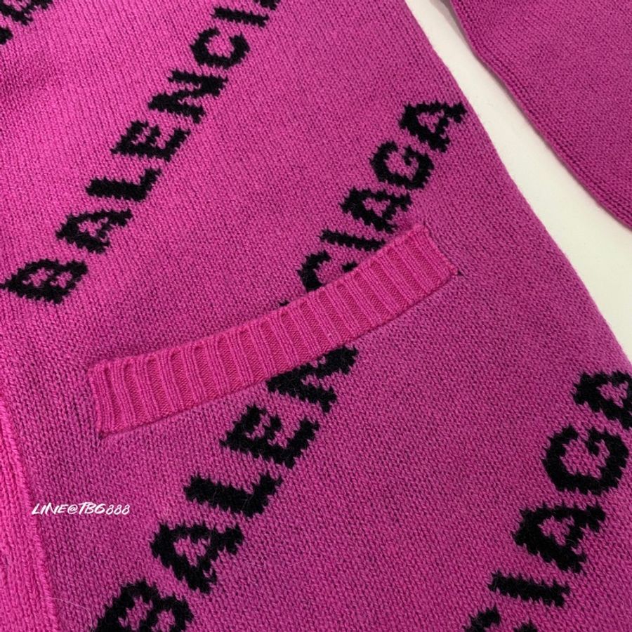 Balenciaga 滿版logo桃粉色針織外套-8