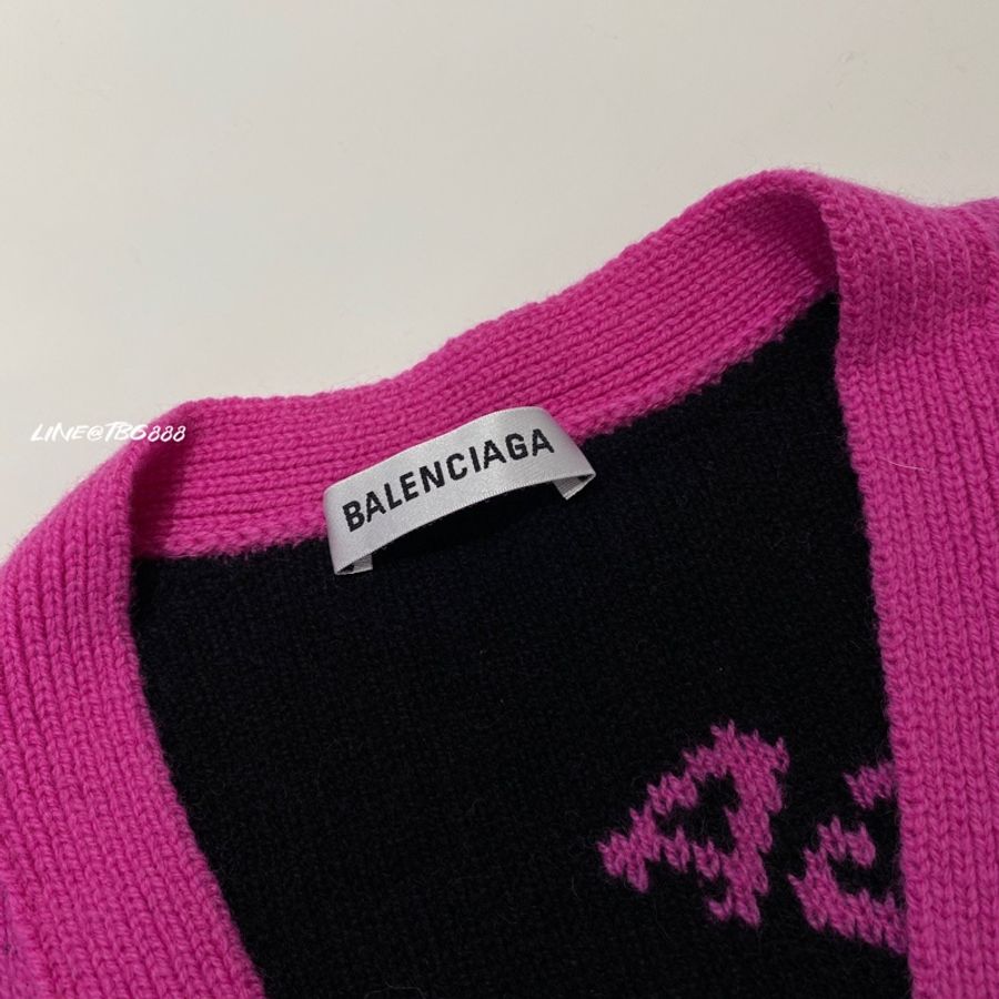 Balenciaga 滿版logo桃粉色針織外套-9