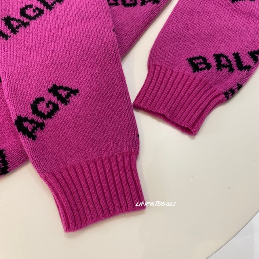 Balenciaga 滿版logo桃粉色針織外套-10