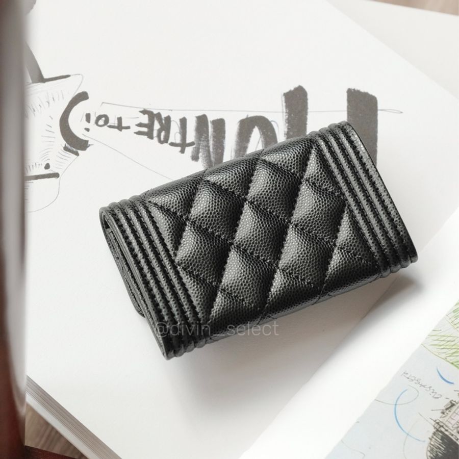 Chanel boy flap cardholder 香奈兒boy黑銀卡包-7