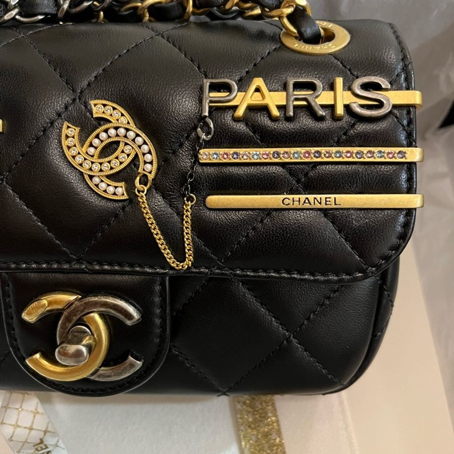 Chanel 限量徽章包最佳尺寸 /復古金銀雙色鏈條-34
