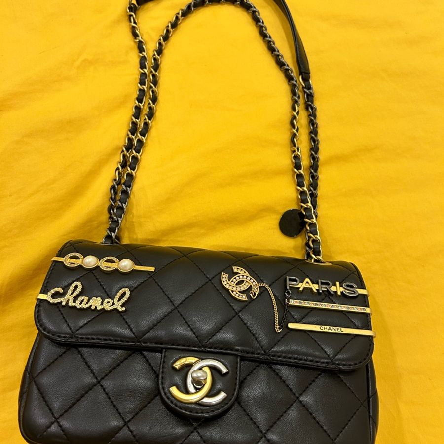 Chanel 限量徽章包最佳尺寸 /復古金銀雙色鏈條-8