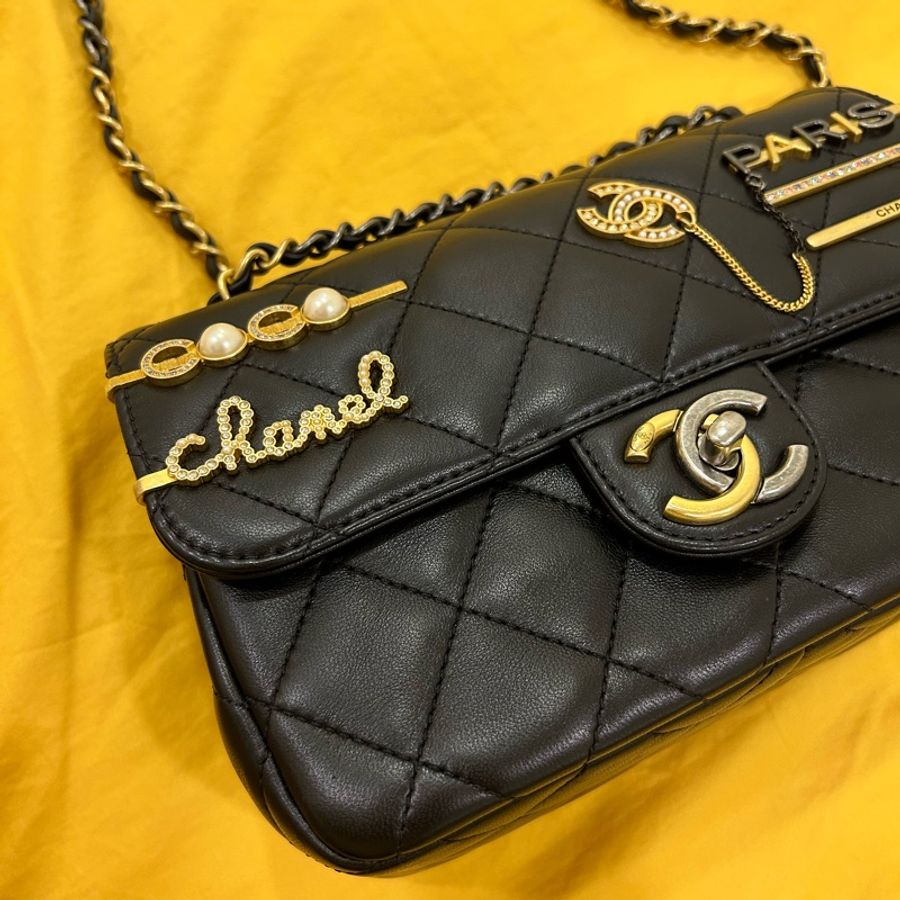 Chanel 限量徽章包最佳尺寸 /復古金銀雙色鏈條-43