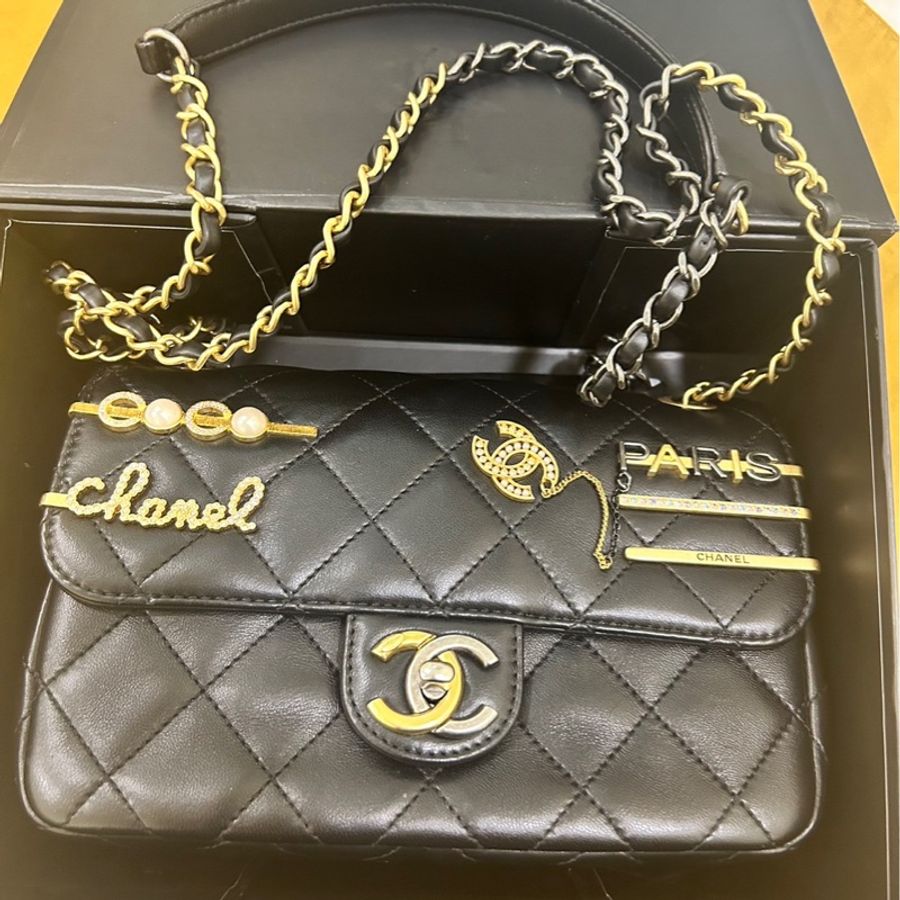 Chanel 限量徽章包最佳尺寸 /復古金銀雙色鏈條-10