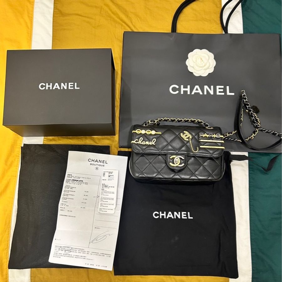 Chanel 限量徽章包最佳尺寸 /復古金銀雙色鏈條-45