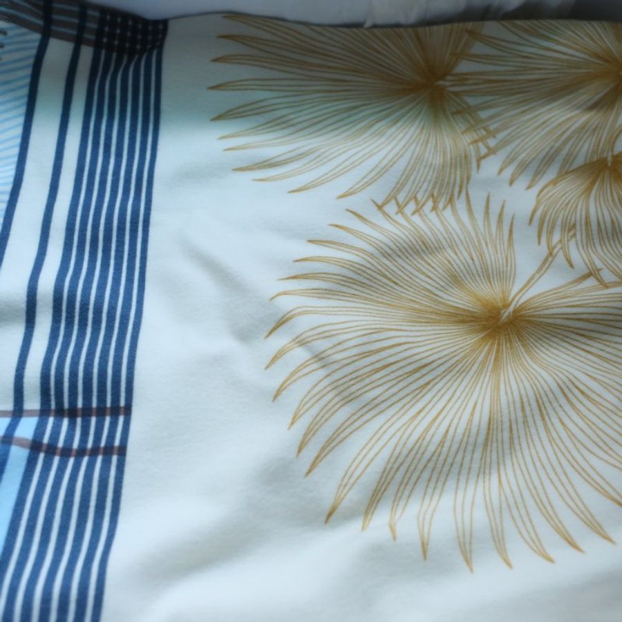 全新折價 Hermes 愛馬仕 棕櫚樹 Palmarum Fortunei blanket羊毛毯 大象灰/蔚藍-8