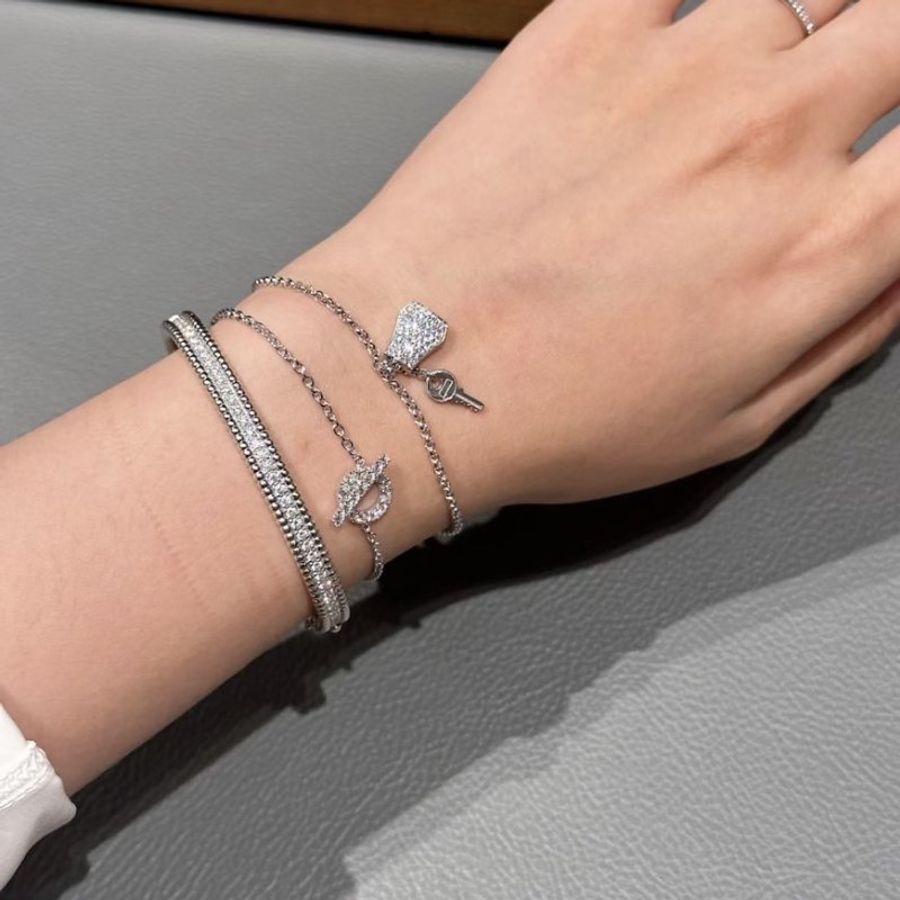 全新折扣 Hermes 愛馬仕 Kelly 滿鑽鎖頭手錬 玫瑰金帶鑽鎖頭手鏈 小號Kelly Clochette-7
