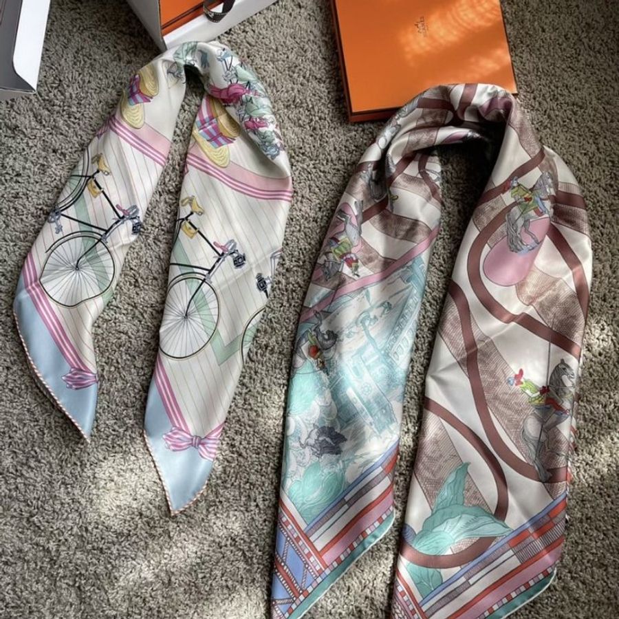 全新 Hermes 愛馬仕 雙面絲巾 回轉步與蛇形前進 90cm Passades et Serpentines-1