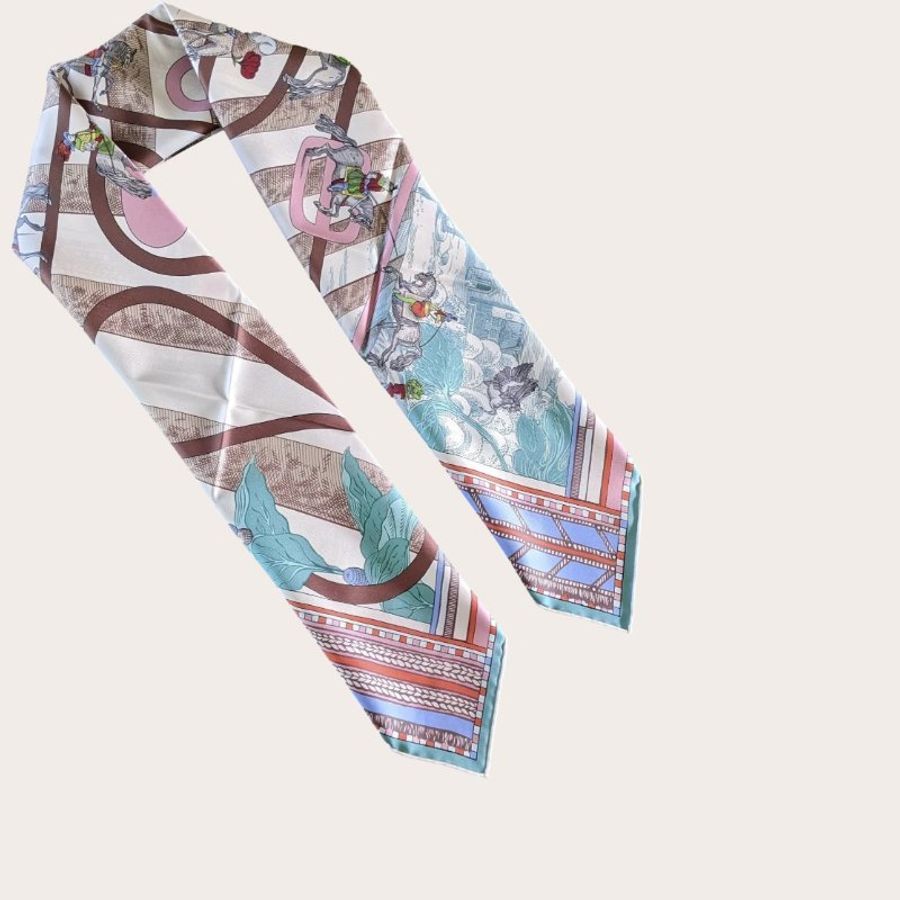 全新 Hermes 愛馬仕 雙面絲巾 回轉步與蛇形前進 90cm Passades et Serpentines-3