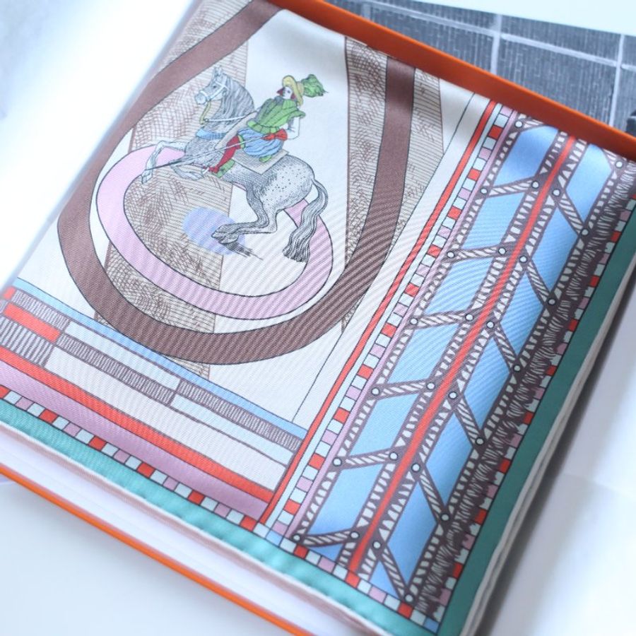 全新 Hermes 愛馬仕 雙面絲巾 回轉步與蛇形前進 90cm Passades et Serpentines-6