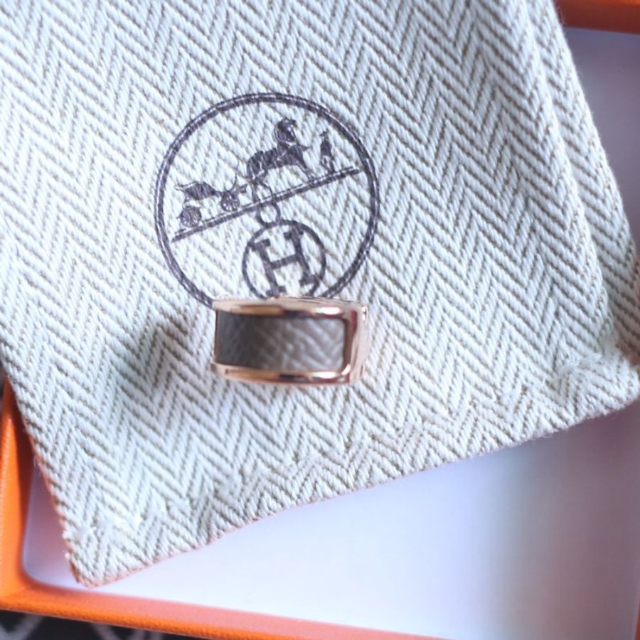 全新 Hermes 愛馬仕 大象灰玫瑰金耳骨夾 olympe小號-9