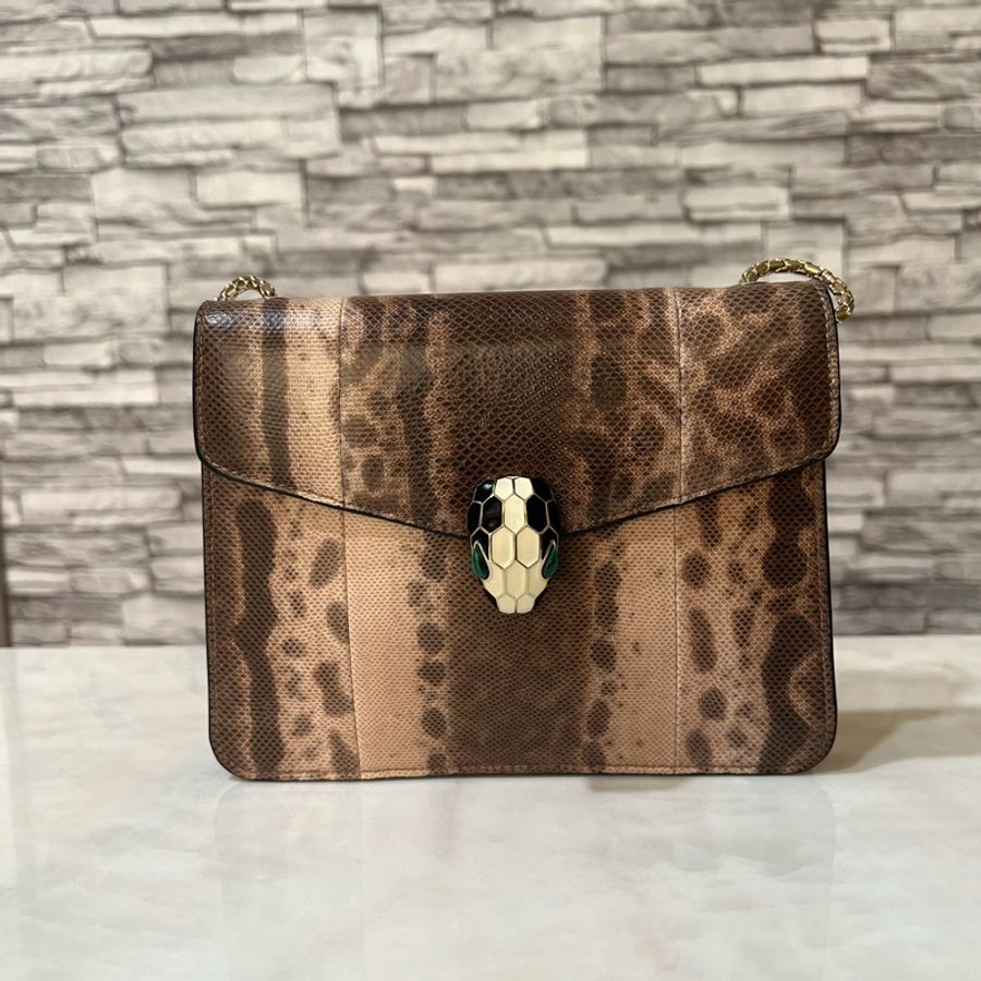 BVLGARI 寶格麗 SERPENTI FOREVER 系列 KARUNG水蛇皮 小號 鏈條包 手提包 單肩包 35074-0