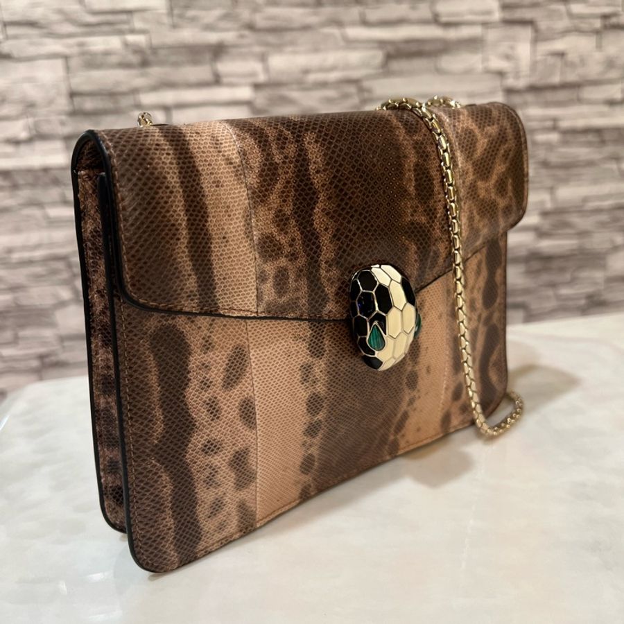 BVLGARI 寶格麗 SERPENTI FOREVER 系列 KARUNG水蛇皮 小號 鏈條包 手提包 單肩包 35074-6