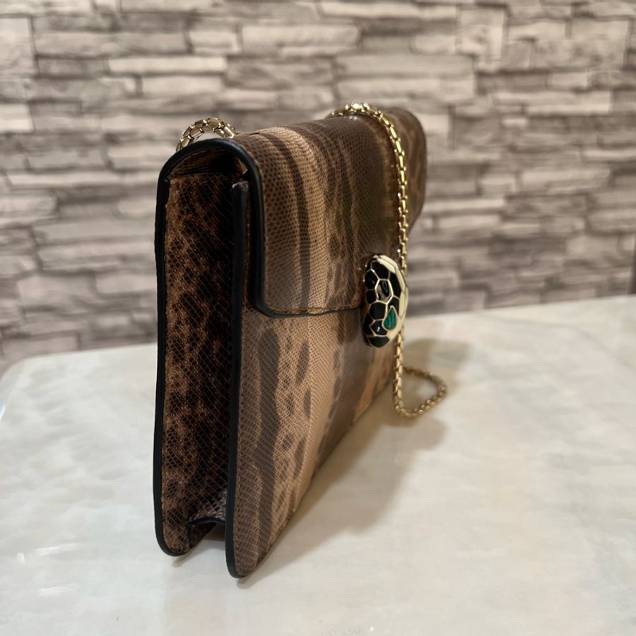 BVLGARI 寶格麗 SERPENTI FOREVER 系列 KARUNG水蛇皮 小號 鏈條包 手提包 單肩包 35074-7