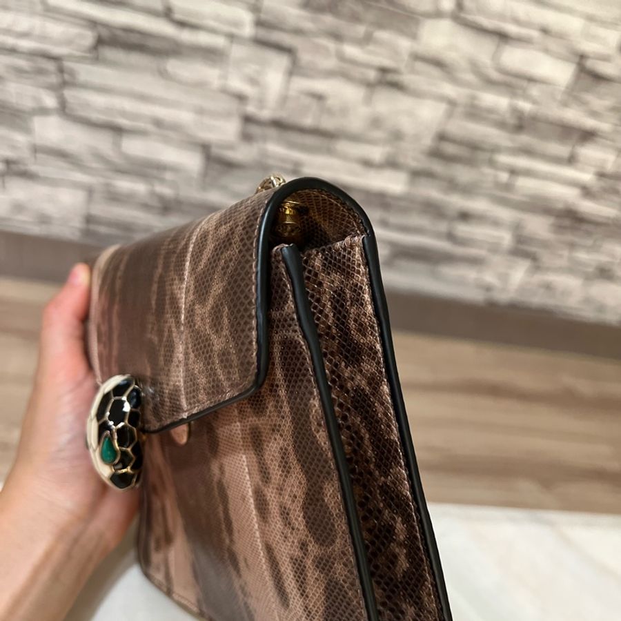 BVLGARI 寶格麗 SERPENTI FOREVER 系列 KARUNG水蛇皮 小號 鏈條包 手提包 單肩包 35074-13