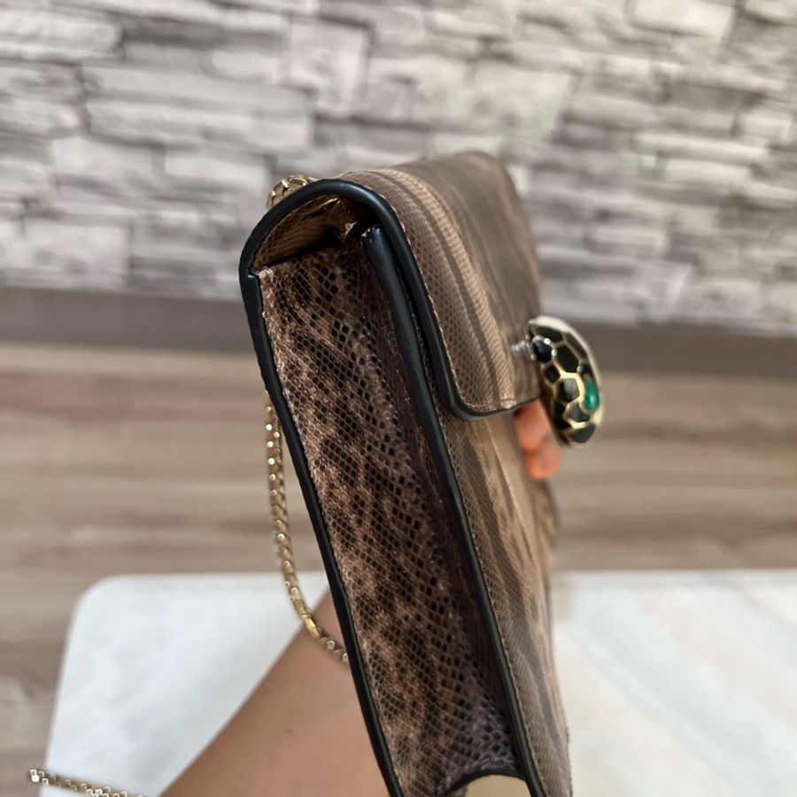 BVLGARI 寶格麗 SERPENTI FOREVER 系列 KARUNG水蛇皮 小號 鏈條包 手提包 單肩包 35074-14