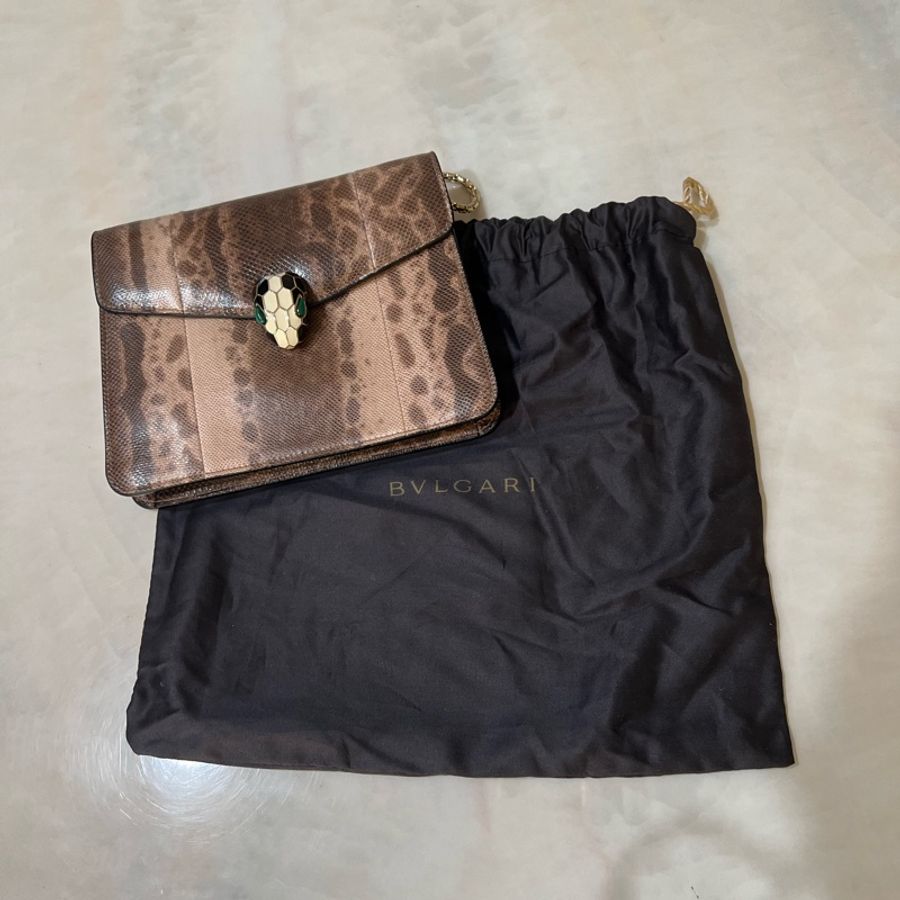 BVLGARI 寶格麗 SERPENTI FOREVER 系列 KARUNG水蛇皮 小號 鏈條包 手提包 單肩包 35074-20