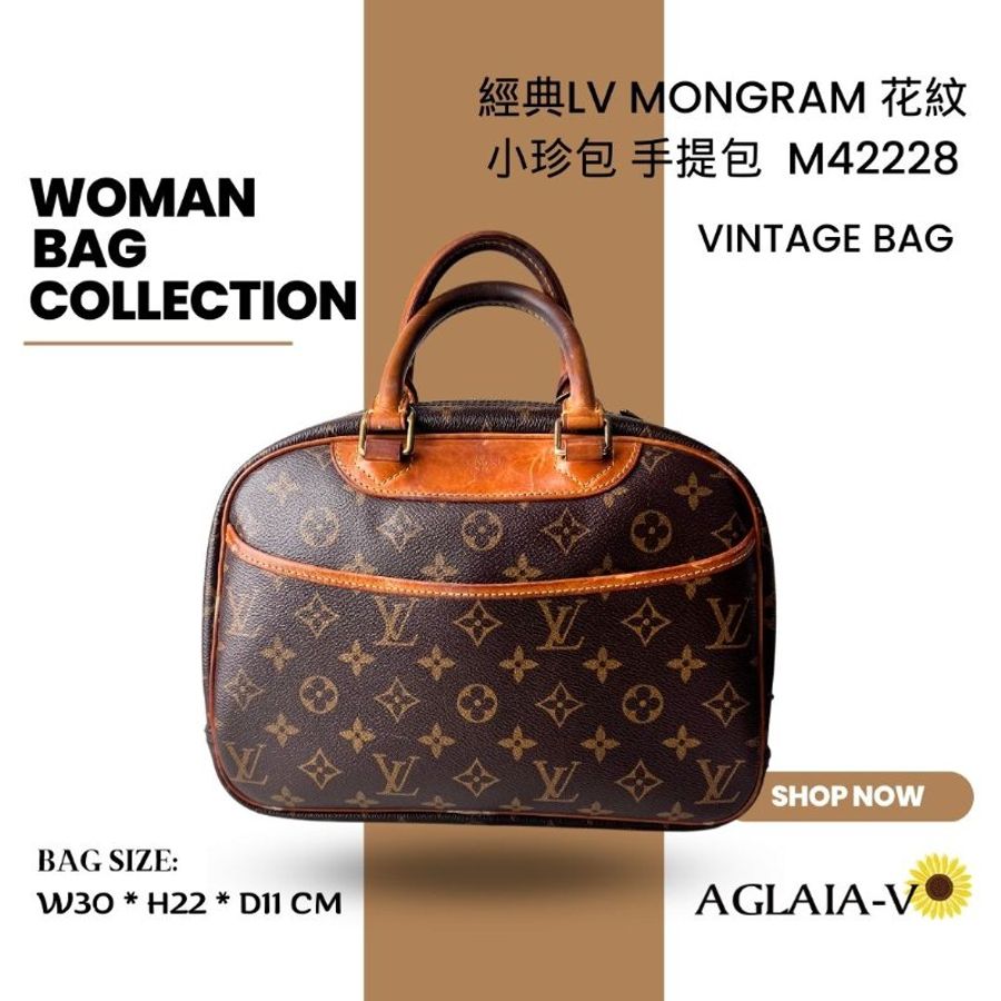 LOUIS VUITTON 正品 絕版品小珍妮包M42228老花款二手手提包-1