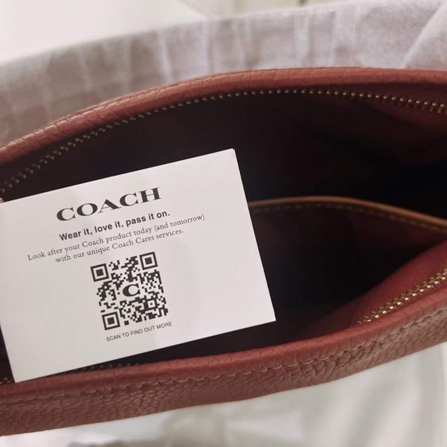 coach Cary 深紅 酒紅 斜背肩背兩用包 荔枝紋 真皮-9