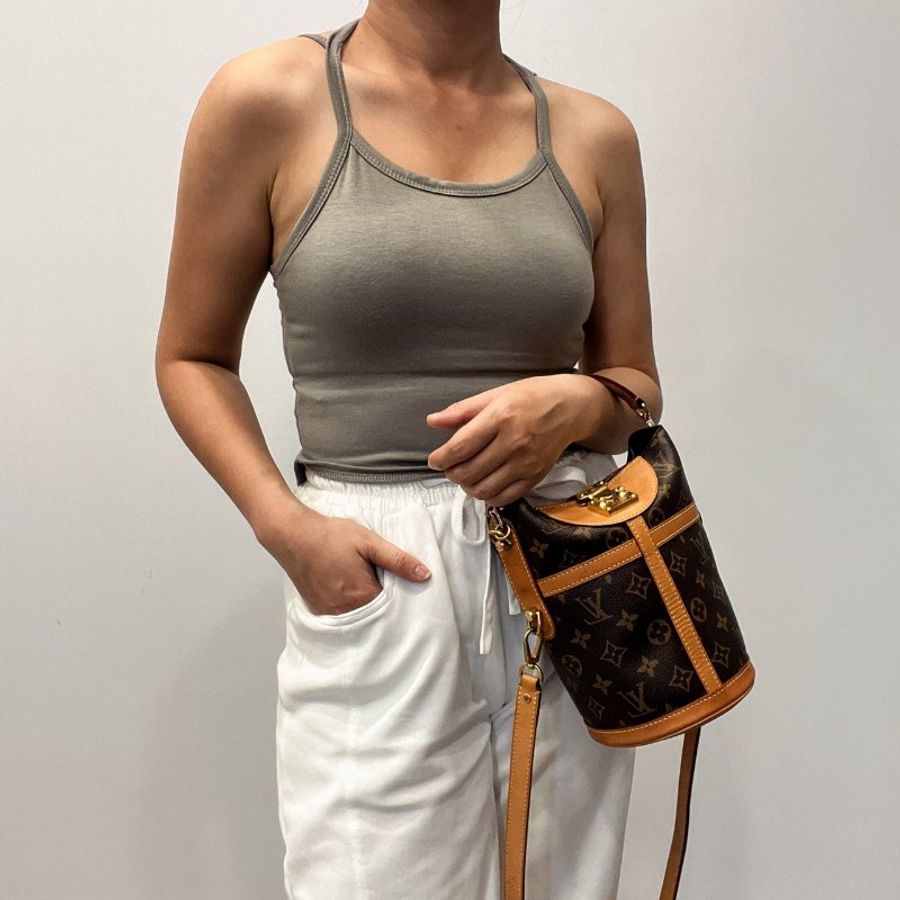 Louis Vuitton LV老花字紋 Duffle Bag薯條包/斜背包/肩背包/手提包-9