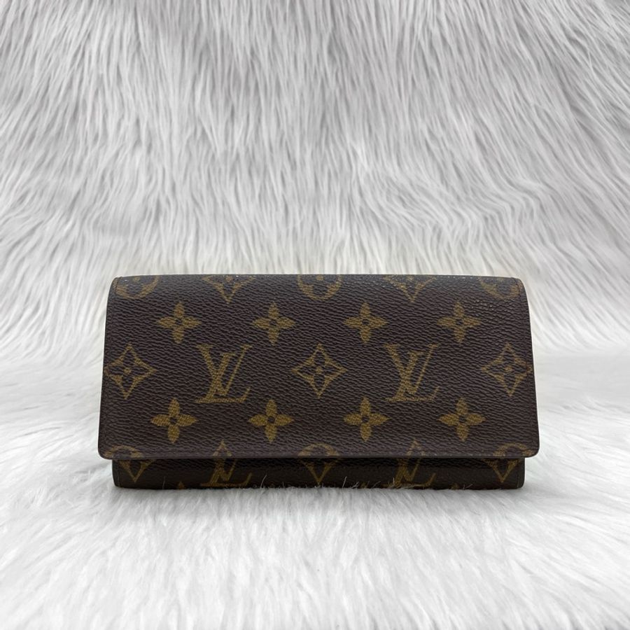 Louis Vuitton M61818原花焦糖內裏翻蓋長夾-0