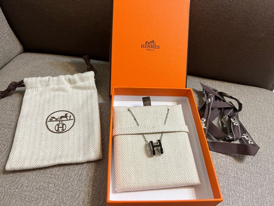 愛馬仕pop H項鍊 黑配銀-0