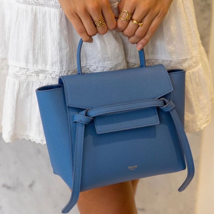 Celine 189003 珠地小牛皮袖珍型 Nano Belt 鯰魚包 Azure 蔚藍《佳節年終折扣》-2
