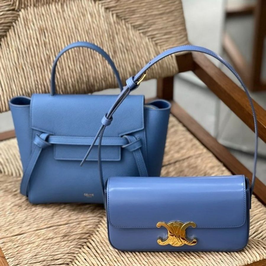 Celine 189003 珠地小牛皮袖珍型 Nano Belt 鯰魚包 Azure 蔚藍《佳節年終折扣》-3