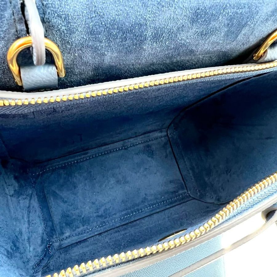 Celine 189003 珠地小牛皮袖珍型 Nano Belt 鯰魚包 Azure 蔚藍《佳節年終折扣》-10