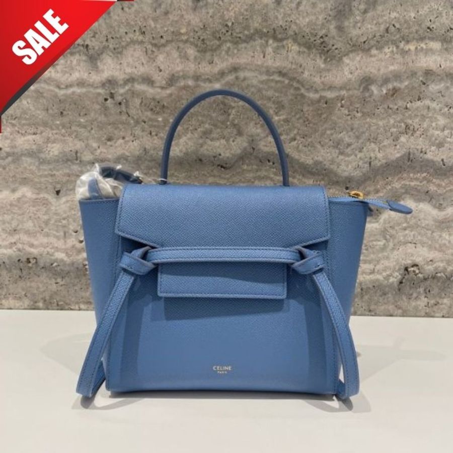 Celine 189003 珠地小牛皮袖珍型 Nano Belt 鯰魚包 Azure 蔚藍《佳節年終折扣》-0
