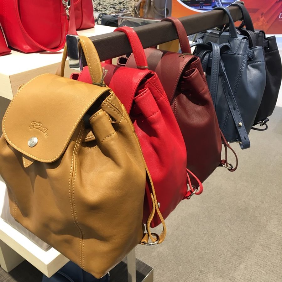 正近新Longchamp小羊皮後背包LE PLIAGE CUIR XS酒紅色可放長夾(兩用包手提包斜背包尼龍折疊包黑色全新二手long champ法國中製lv-8
