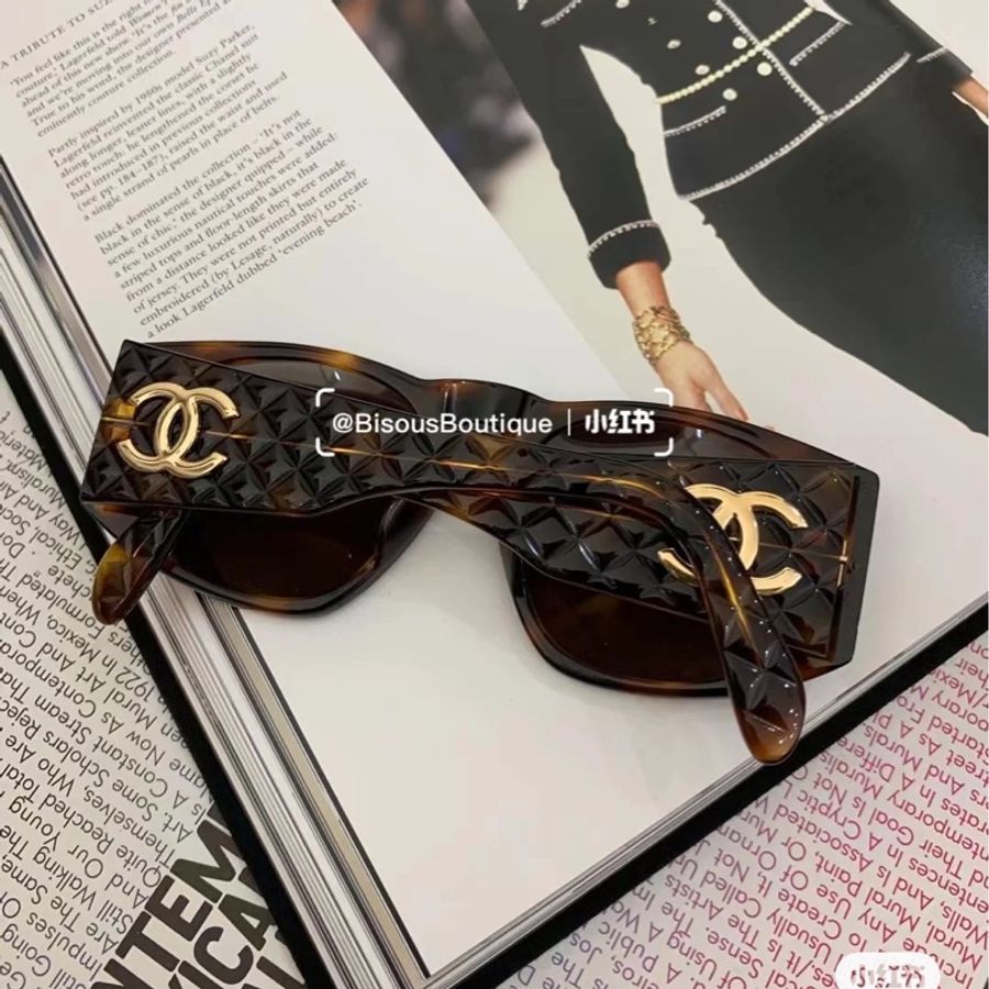 🔥爆款墨鏡釋出🔥#Chanel 絕版 大C logo #菱格紋 #玳瑁色 #vintage #太陽眼鏡 復古感滿滿的小臉神器😍-2