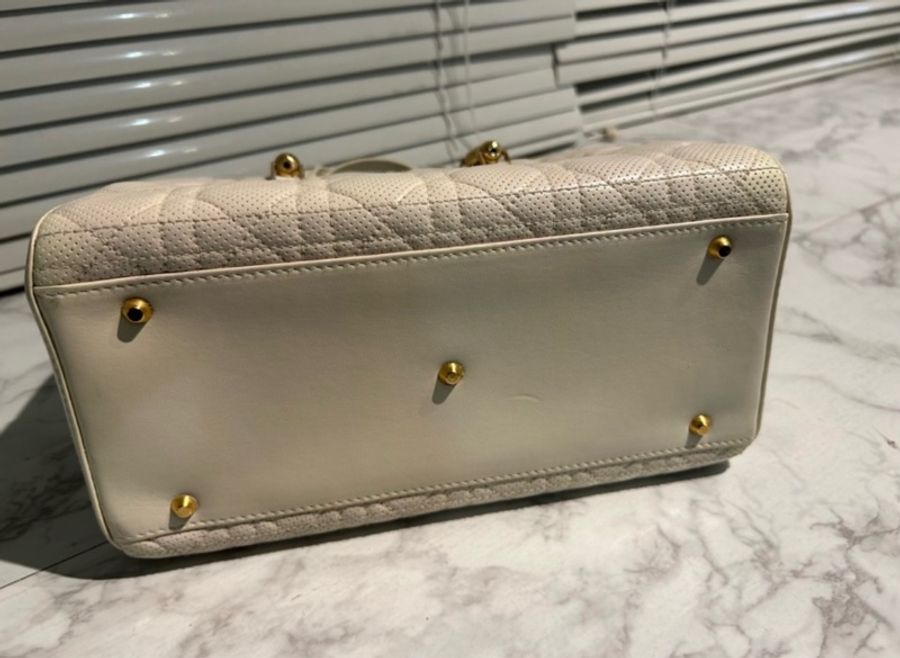 Dior真品正品米白色lady Dior菱格紋jisoo款Toujours Lady 95.22黛妃包低價起標無底價-2