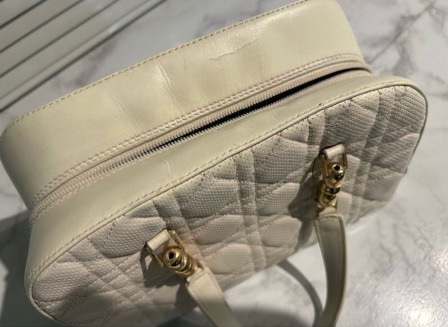 Dior真品正品米白色lady Dior菱格紋jisoo款Toujours Lady 95.22黛妃包低價起標無底價-3