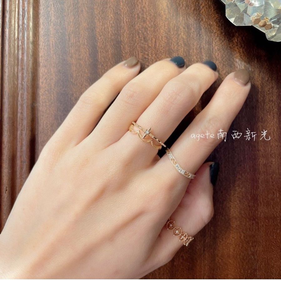 Agete 鏤空V戒 size 13-3