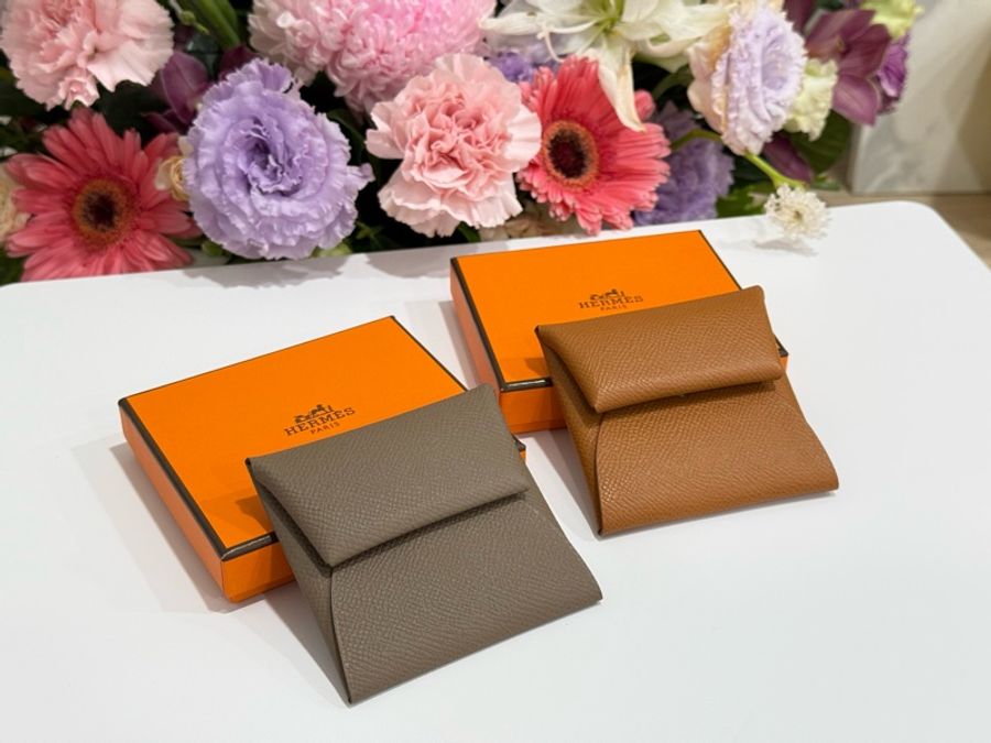 🌟全新Hermes Bastia/金棕色Gold 大象灰/零錢包/收納-2