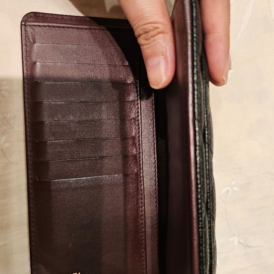 香奈兒Chanel黑金釦牛皮荔枝對開長夾-4