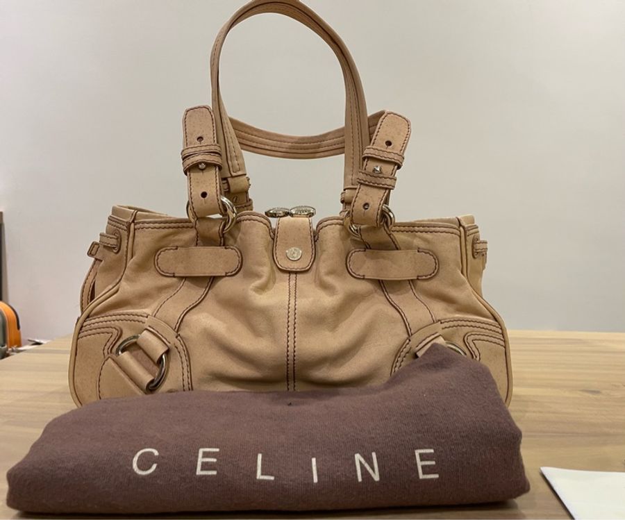 Celine 小牛皮金扣復古肩背/手提包-0