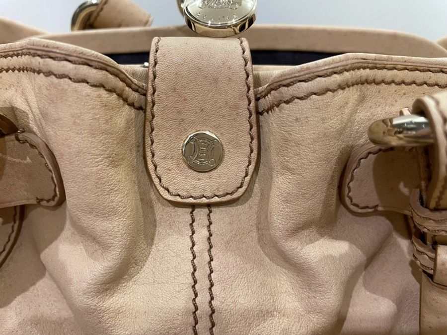 Celine 小牛皮金扣復古肩背/手提包-5