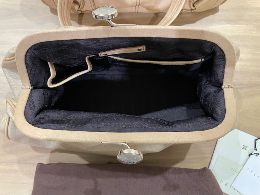 Celine 小牛皮金扣復古肩背/手提包-7