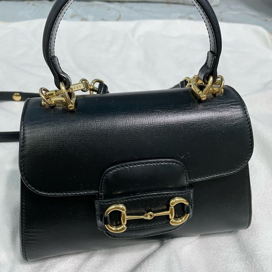Gucci horsebit1955黑色 手提/肩背/斜背包 馬銜包 梯形包-0