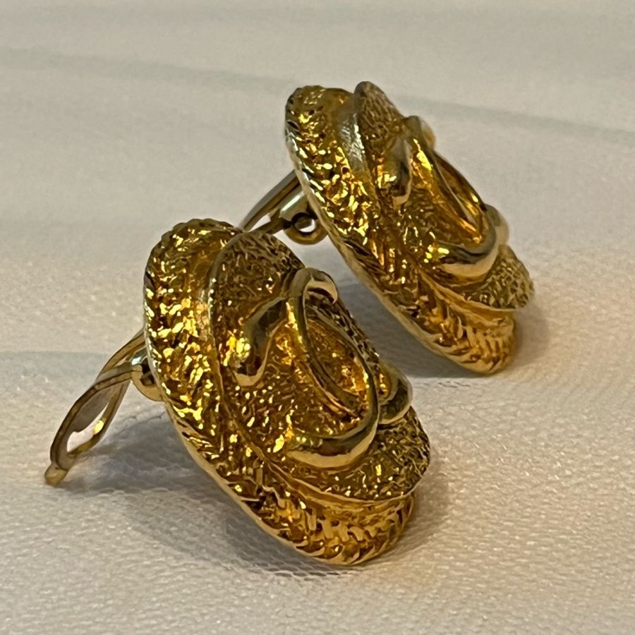 Chanel Vintage麥穗金色光芒耳夾 銅鍍24K金-3