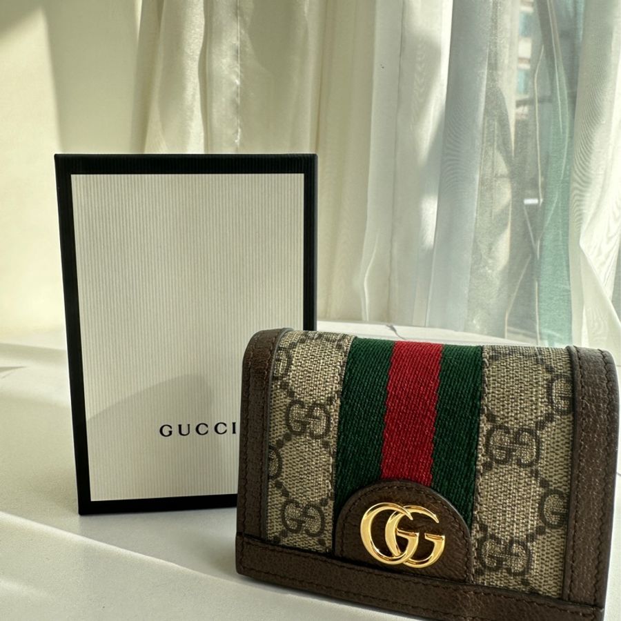 GUCCI 紅綠PVC釦式短夾-0