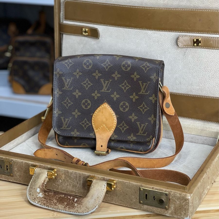 Louis Vuitton 老花MM中款方形馬蹄包💓復古貨色-0