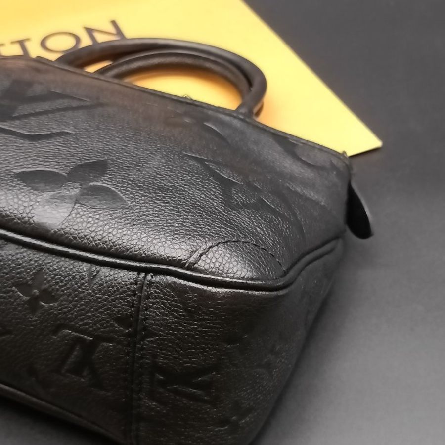 Louis Vuitton LV 黑色全皮 Trianon PM大字紋二用包/肩背包/手提包/斜背包-3