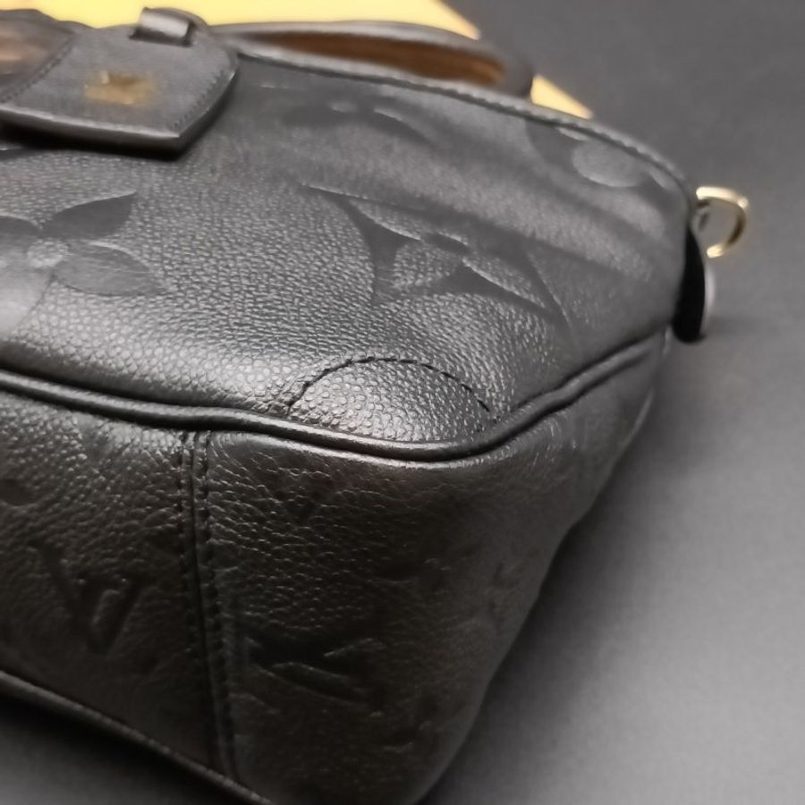 Louis Vuitton LV 黑色全皮 Trianon PM大字紋二用包/肩背包/手提包/斜背包-5